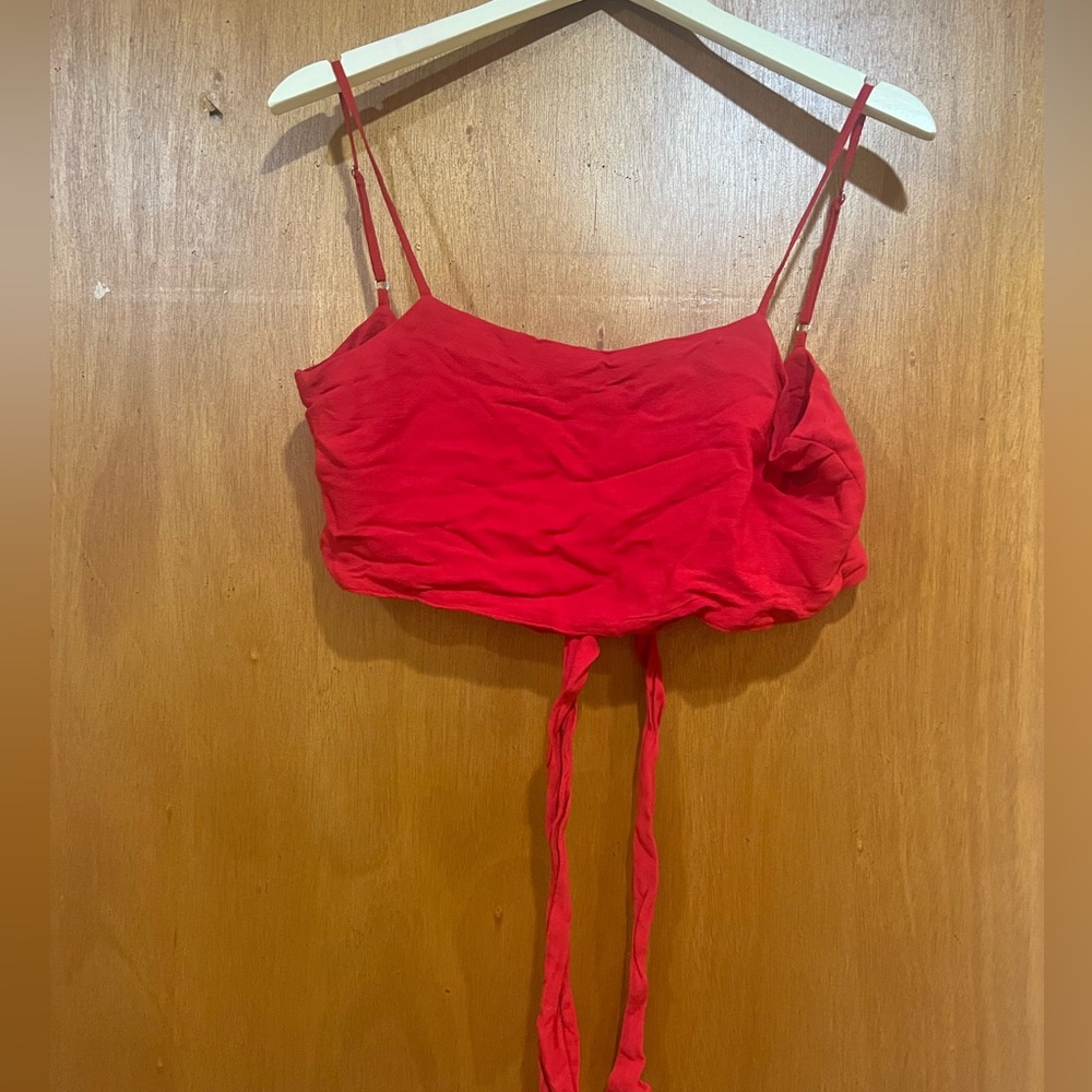 Red cropped top